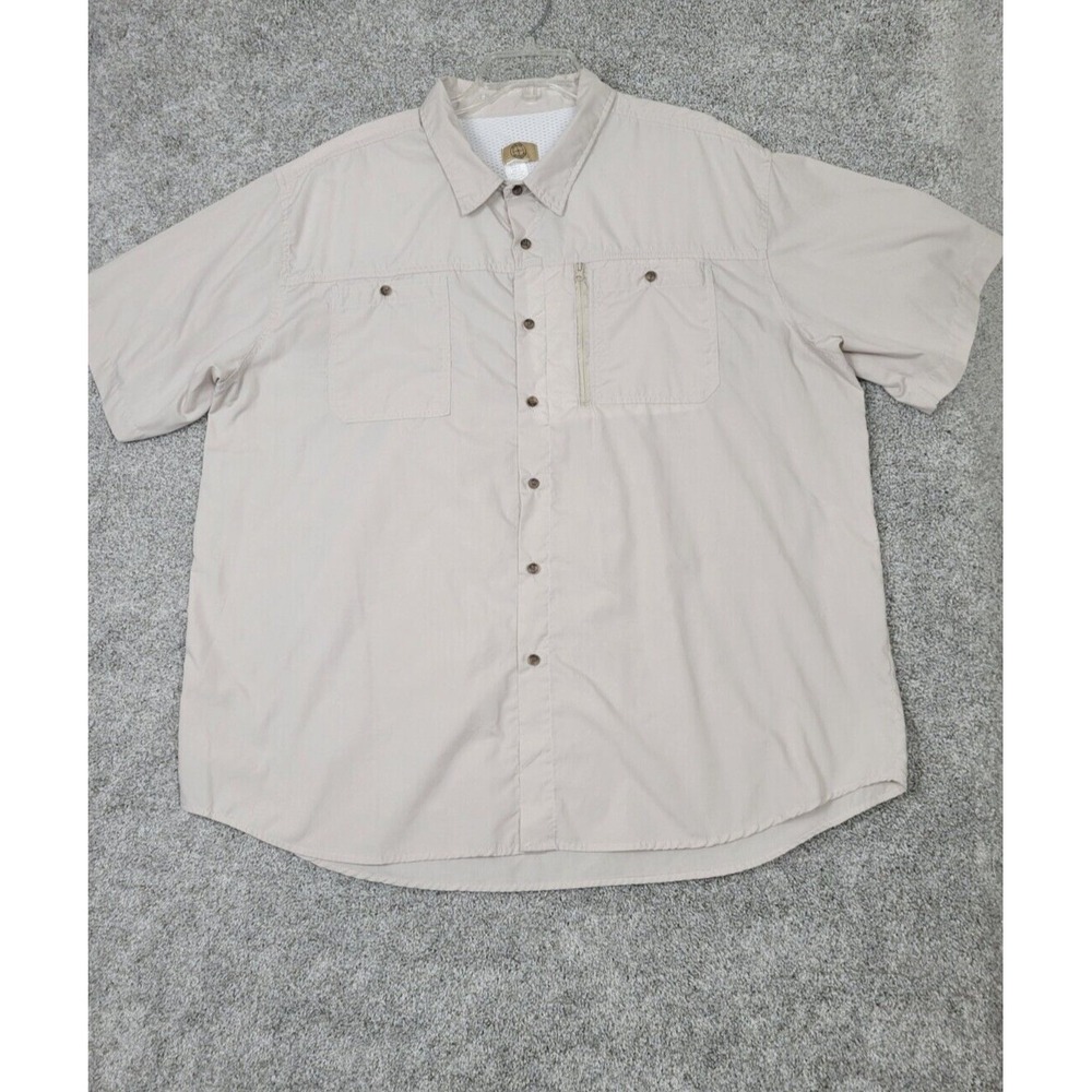 Haband Travelers Shirt Men's 2XL Beige Short Sleeve Lightweight Fishing Vented